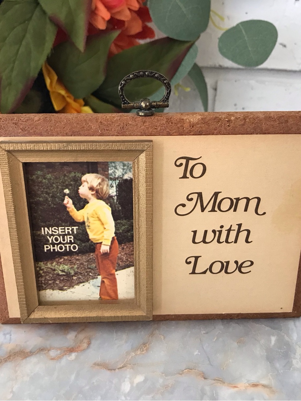 Vintage Cork To Mom With Love Decorative Photo Frame Brown and Gold